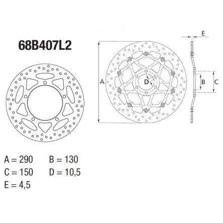Disque de frein Brembo ORO 68B407L2