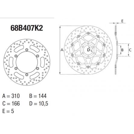Disque de frein Brembo ORO 68B407K2