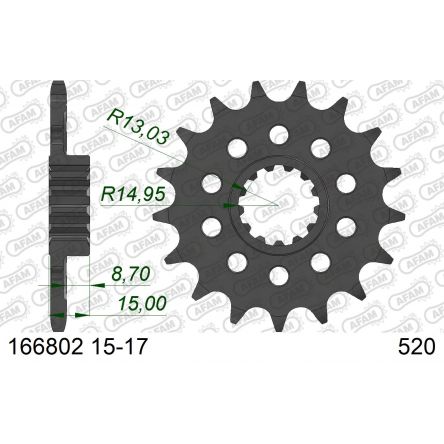 Pignon Afam 520 acier 166802