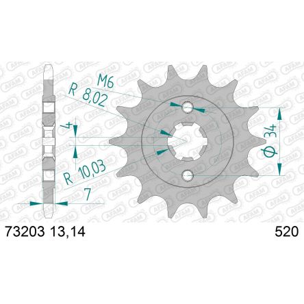 Pignon Afam 520 acier 73203