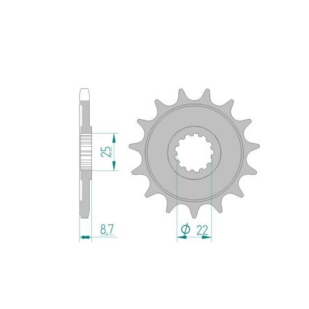Pignon Afam 525 acier 28405