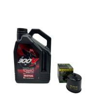 Pack 4L d'huile MOTUL 300V 10W-40 + Filtre a huile Hiflofiltro Racing HF138RC