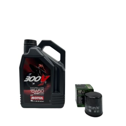 Pack 4L d'huile MOTUL 300V 15W-50 + Filtre a huile HF303 offert