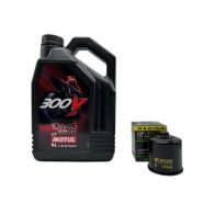 Pack 4L d'huile MOTUL 300V 10W-40 + Filtre a huile Hiflofiltro Racing HF204RC