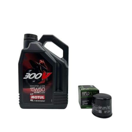 Pack 4L d'huile MOTUL 300V 15W-50 + Filtre a huile HF204 offert