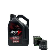 Pack 4L d'huile MOTUL 300V 15W-50 + Filtre a huile HF204 offert