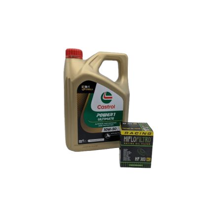 Pack 4L d'huile Castrol Power 1 Ultimate 10W-50 + Filtre a huile Hiflofiltro Racing HF303RC