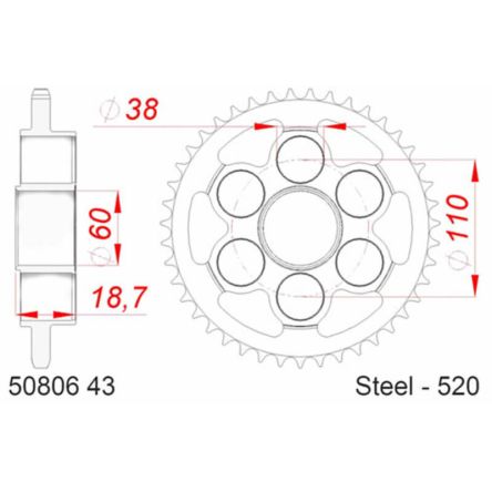 Couronne Afam 520 acier 50806