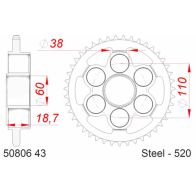 Couronne Afam 520 acier 50806