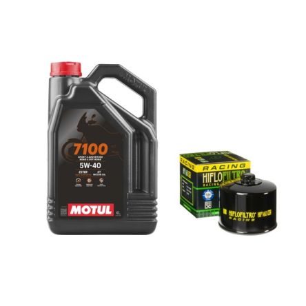 Pack 4L d'huile MOTUL 7100 5W-40 + Filtre a huile Hiflofiltro Racing HF160RC