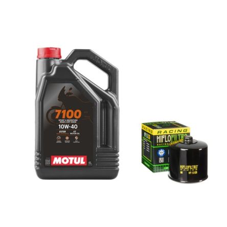 Pack 4L d'huile MOTUL 7100 10W-40 + Filtre a huile Hiflofiltro Racing HF153RC