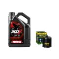 Pack 4L d'huile MOTUL 300V 10W-50 + Filtre a huile Hiflofiltro Racing HF303RC 0