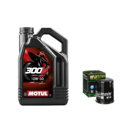 Pack 4L d'huile MOTUL 300V 10W-50 + Filtre a huile HF148 offert