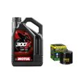 Pack 4L d'huile MOTUL 300V 10W-50 + Filtre a huile Hiflofiltro Racing HF153RC 0