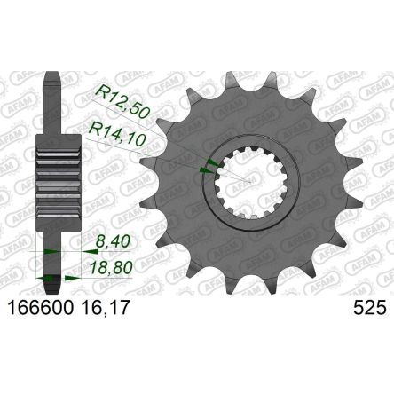 Pignon Afam 525 acier 166600