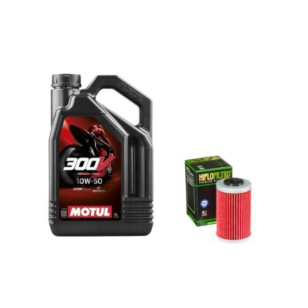 Pack 4L d'huile MOTUL 300V 10W-50 + Filtre a huile offert HF155