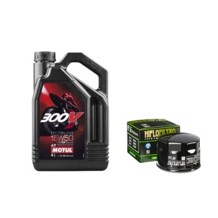 Pack 4L d'huile MOTUL 300V 15W-50 + Filtre a huile HF565 offert