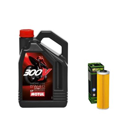 Pack 4L d'huile MOTUL 300V 5W-40 + Filtre a huile HF650 offert