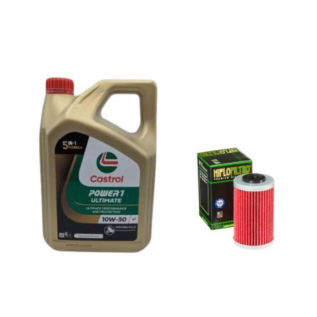 Pack 4L d'huile Castrol Power 1 Ultimate 10W-50 + Filtre a huile HF155 offert