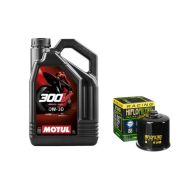 Pack 4L d'huile MOTUL 300V 0W-30 + Filtre a huile Hiflofiltro Racing HF205RC