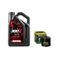 Pack 4L d'huile MOTUL 300V 10W-50 + Filtre a huile Hiflofiltro Racing HF205RC