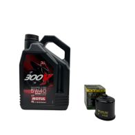 Pack 4L d'huile MOTUL 300V 5W-40 + Filtre a huile Hiflofiltro Racing HF205RC