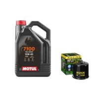 Pack 4L d'huile MOTUL 7100 10W-40 + Filtre a huile Hiflofiltro Racing HF205RC