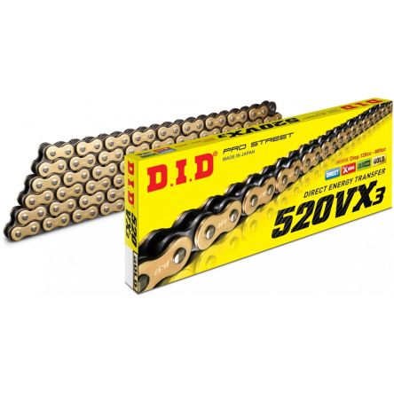 Chaîne de transmission D.I.D 520 VX3 Or/Noir