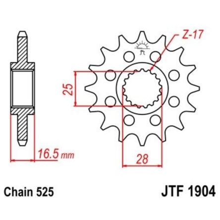 DESTOCKAGE - Pignon JT SPROCKETS acier anti-bruit - 525 - 17 Dents